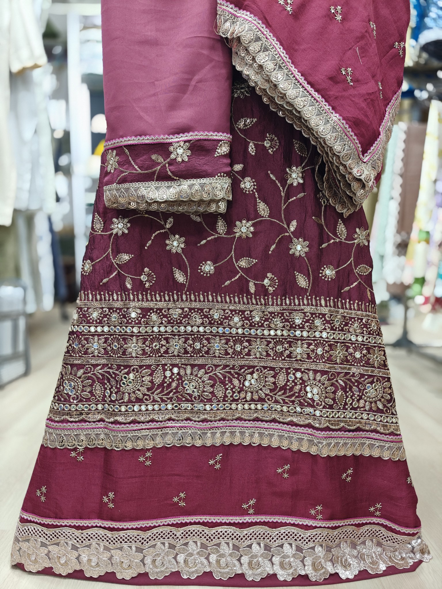  Maroon Pink RCJ Semi Bridal Rida cum Jori